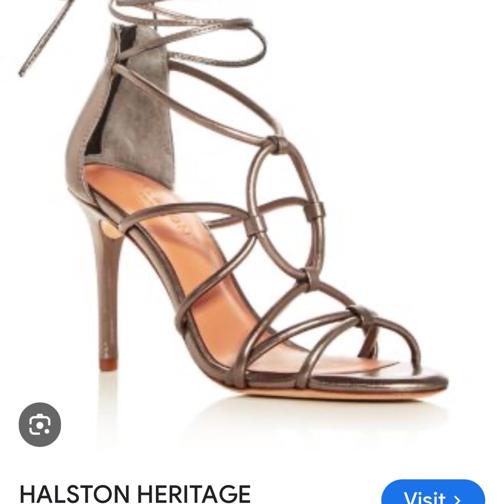 Halston Heritage Women's Brielle Caged Ankle Tie Sandals size 5.5